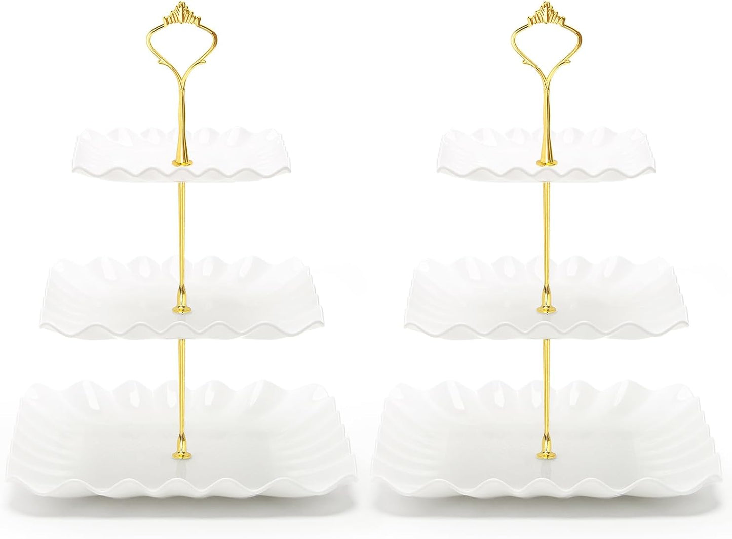 Coitak Plastic Cupcake Stands, 3 Tier Cupcake Stand, Dessert Tower Tray for Tea Party, Baby Shower and Wedding (2 Pack)