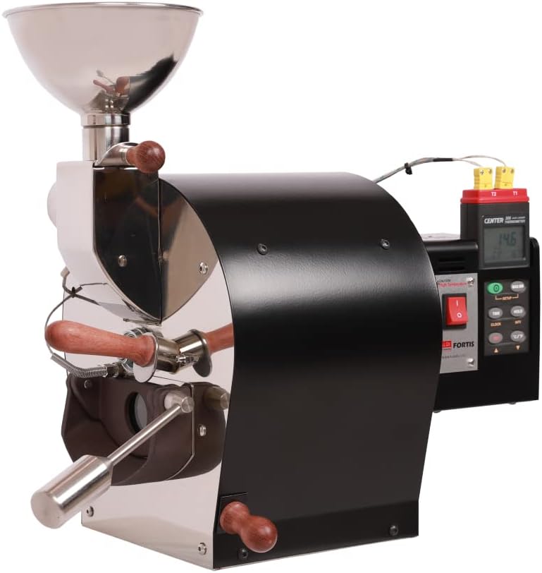 Kaldi Fortis Coffee Roaster with Accessories, 600g Batch, Gas burner is required. (Semi-Convective Type, Dual Data Logger Thermometer)