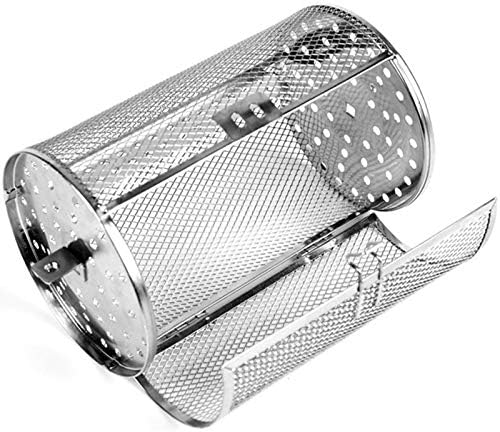 Falytemow Stainless Steel Rotisserie Grill Roaster Drum Oven Basket Oven Roast Baking Rotary for Peanut Dried Nut Coffee Beans BBQ 5.51 x 10.43 inch