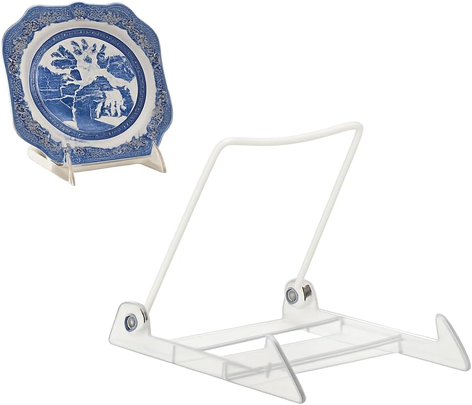 KINGDOM SOLUTIONS MADE IN USA 2-Pack Adjustable Acrylic Easels - Plate Stand - Sturdy Book Stand for Art, Pictures, Plates, Frames - Unique on the Market