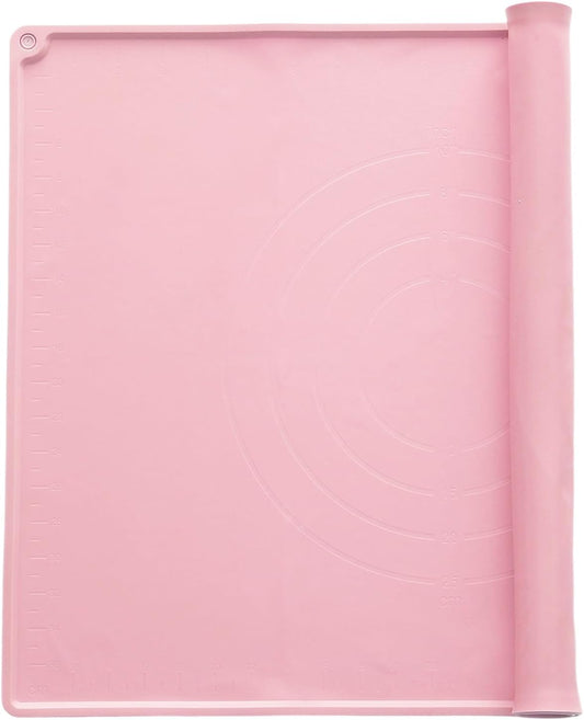 uxcell Silicone Pastry Mat, 19.7" x 15.8" Silicone Baking Mat with Measurements, Non-Stick Dough Rolling Mat for Making Pastry Cookies Bread Pizza Pink
