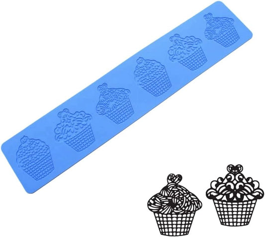 Cupcake Silicone Mold 3D Cupcake Fondant Lace Pad Cake Silicone Mold Cake Fondant Silicone Mold Fondant Clay Mould for Sugarcraft Polymer Clay Cupcakes Chocolate Candy