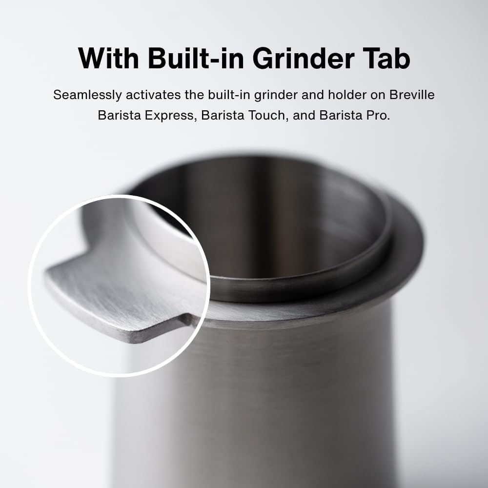 Crema Coffee Products | 54mm Dosing Cup | Brushed Silver | 100% Stainless Steel | Espresso Coffee Dosing Cup | Fits 54mm Breville Portafilters