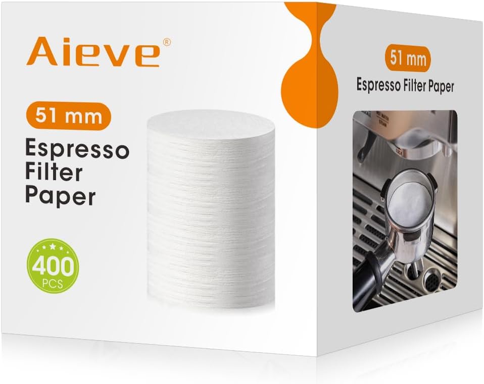 Aieve Espresso Paper Filter Compatible with Breville Barista Espresso Coffee Maker, 400 Pcs 51 mm Espresso Filter Puck Screen Portafilter Paper