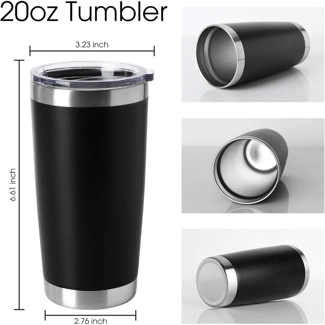 HASLE OUTFITTERS 20oz Tumblers Stainless Steel Mugs with Lid Double Wall Vacuum Insulated Coffee Cups for Cold & Hot Drinks (20oz-Mix, 12 Pack)