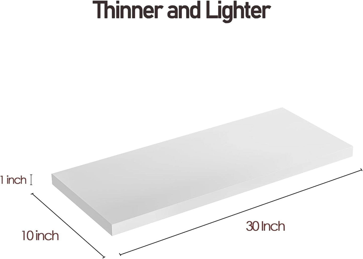 Wall Shelf Set of 3, White Floating Shelves 30 in W x 10 in D x 1 in H, Wooden Floating Wall Shelf with Invisible Brackets for Living Room/Bedroom/Bathroom/Kitchen Storage and Decor