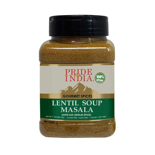 Pride of India - Lentil Soup Masala – Authentic Indian Taste – Spice Blend for Lentil Soups and Stews – Flavorful Mix – Easy to Use – 7 oz. Medium Dual Sifter Bottle- Ideal for Vegans & Vegetarians
