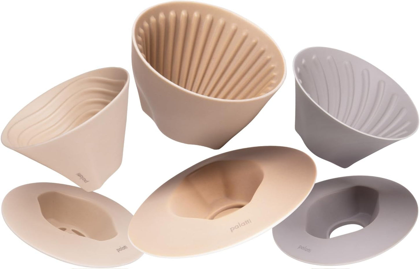 Palatti Universal Pour Over Coffee Drippers (Set of 3), Porcelain Ceramic Pour Over Coffee Maker Set, Adapt to All Paper Filters, Interchangeable Design Brings 11 Brewing Profiles, 1-4 cups