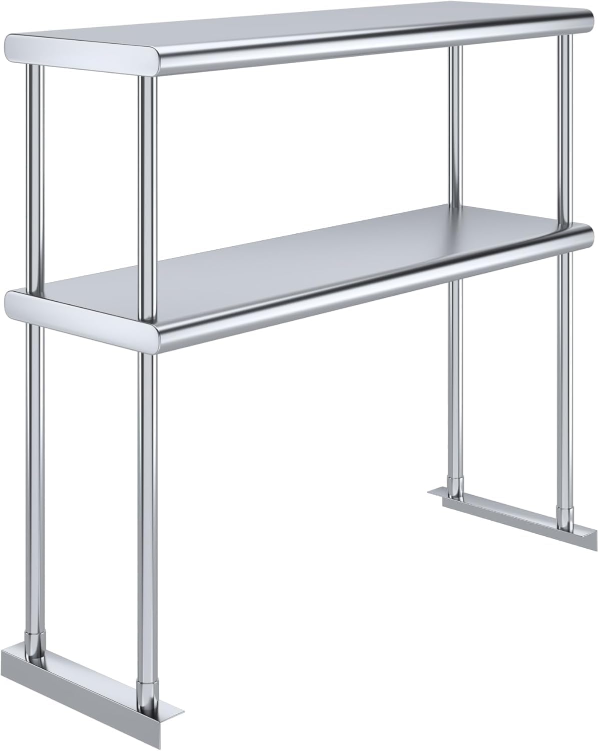 NSF Certified 18 Gauge Heavy Duty Stainless Steel Double overshelf with Brackets for Kitchens, Utility Rooms, Storage, Offices & Home