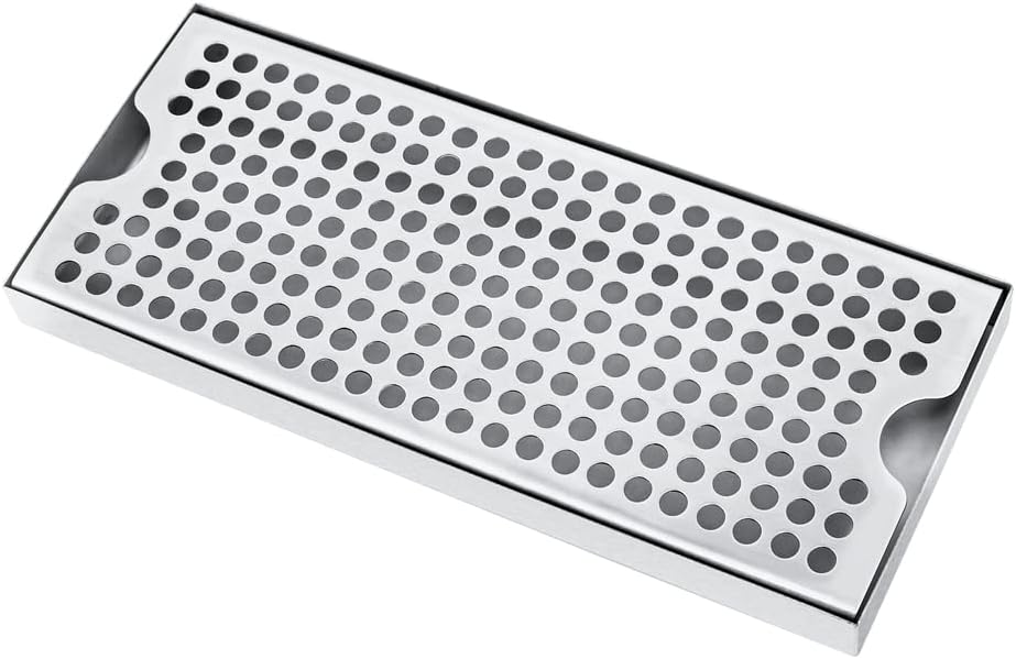 TMCRAFT Beer Drip Trays, Stainless Steel Kegerator Drip Tray with Non-Slip Rubber Pad, Highly Polished Surface Drip Tray for Restaurants, Kitchens, and Bars