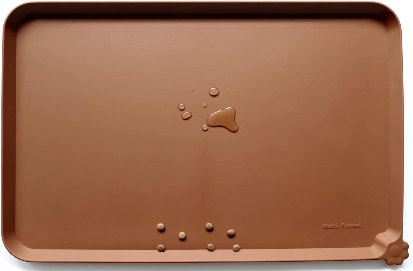 Hoki Found X-Large Silicone Pet Food Mats - Non Slip Pet Dog Cat Bowl Mats - Caramel