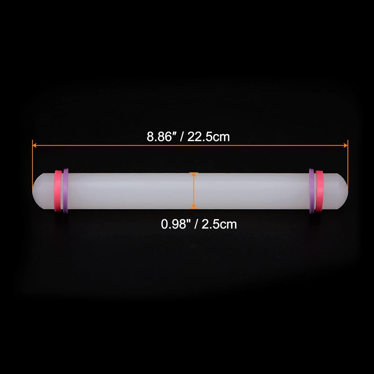 HARFINGTON Fondant Rolling Pin 9 Inch x 0.98 Inch Adjustable Guide Rings Non-Stick PP Plastic Fondant Roller Dough Roller Kitchen Decorating Tools for Cookie Pastry Pizza Clay