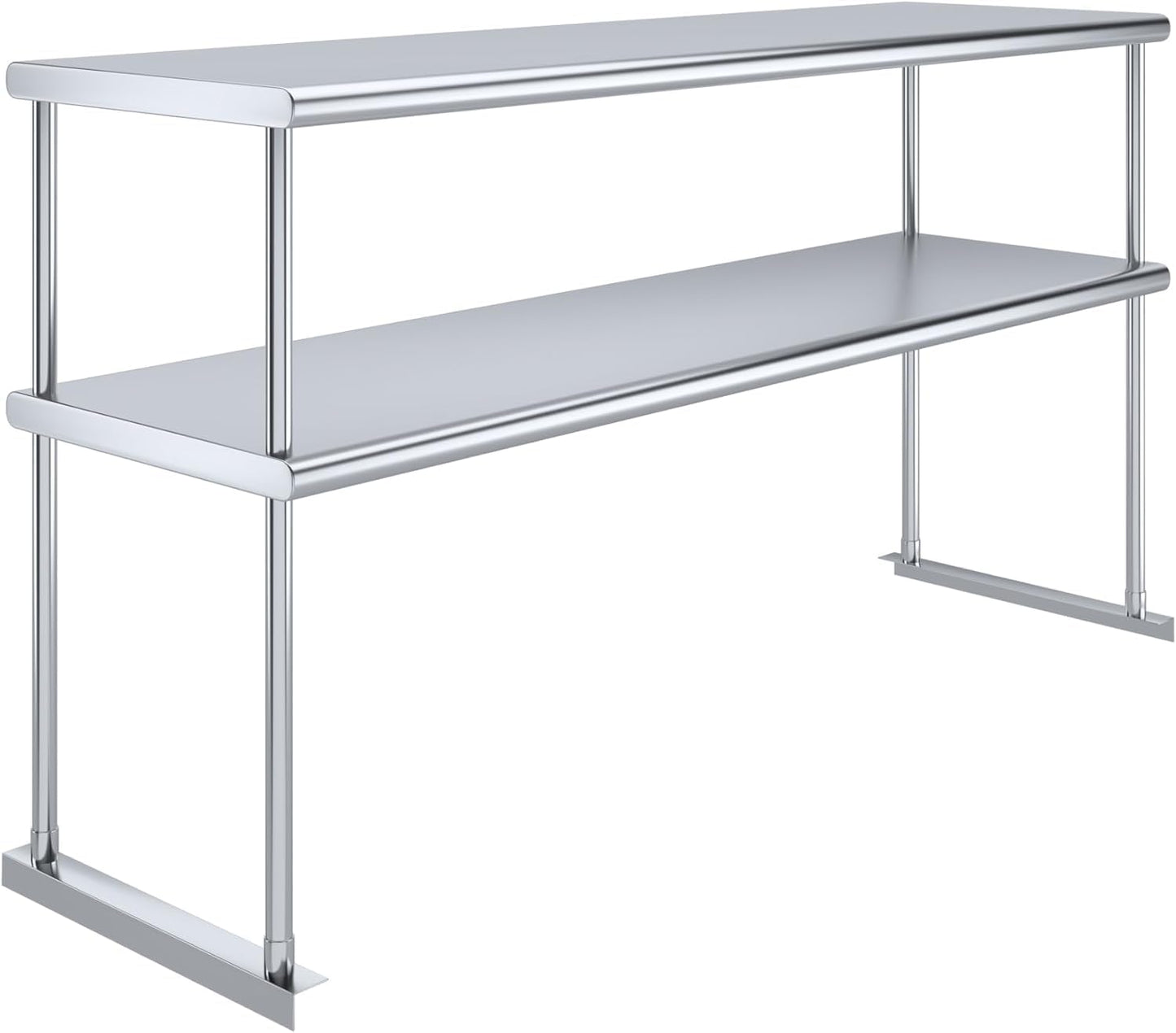 NSF Certified 18 Gauge Heavy Duty Stainless Steel Double overshelf with Brackets for Kitchens, Utility Rooms, Storage, Offices & Home