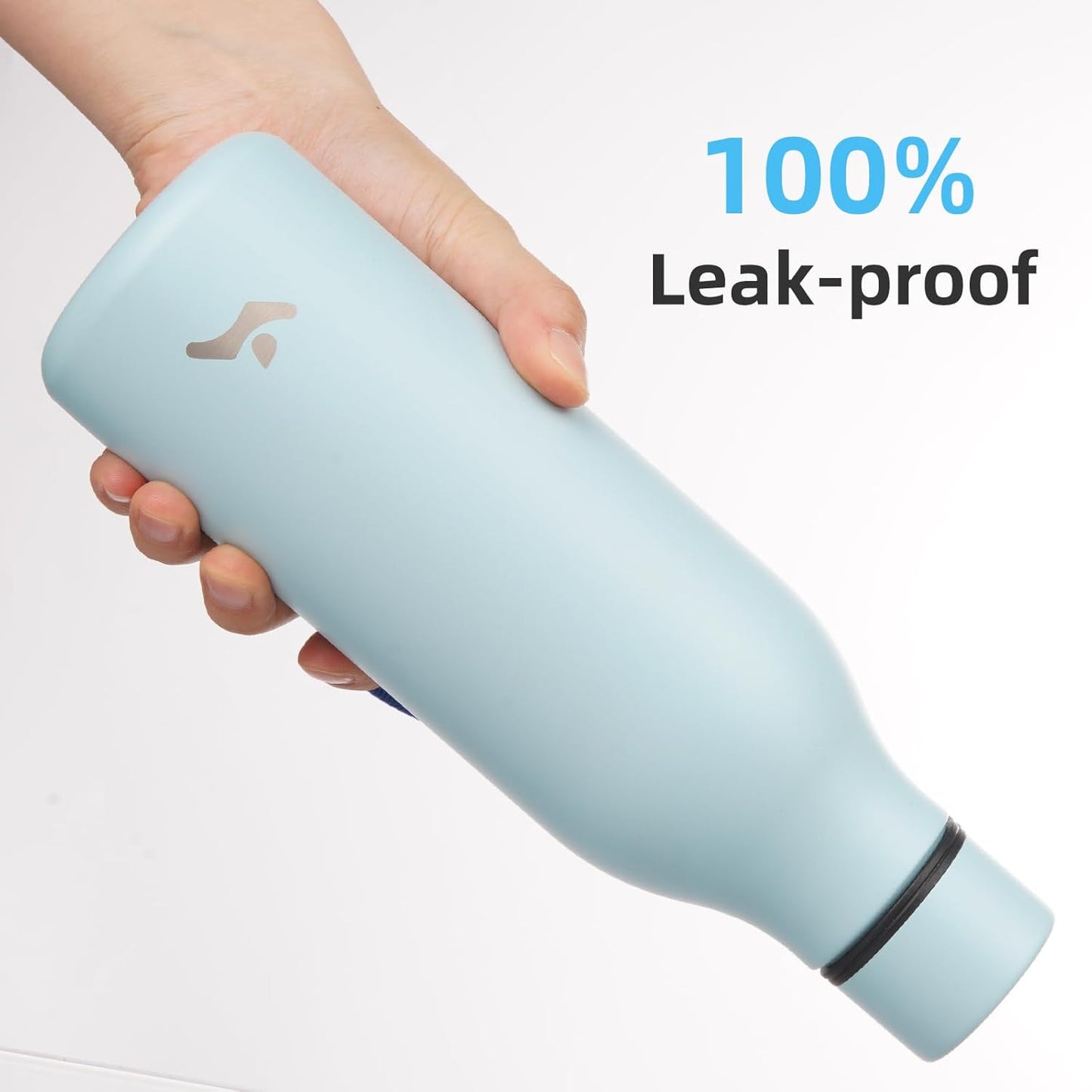 Insulated Water Bottle with Strap,18 oz Double Wall Stainless Steel Vacuum Bottles Metal Water Flask,Ice Blue