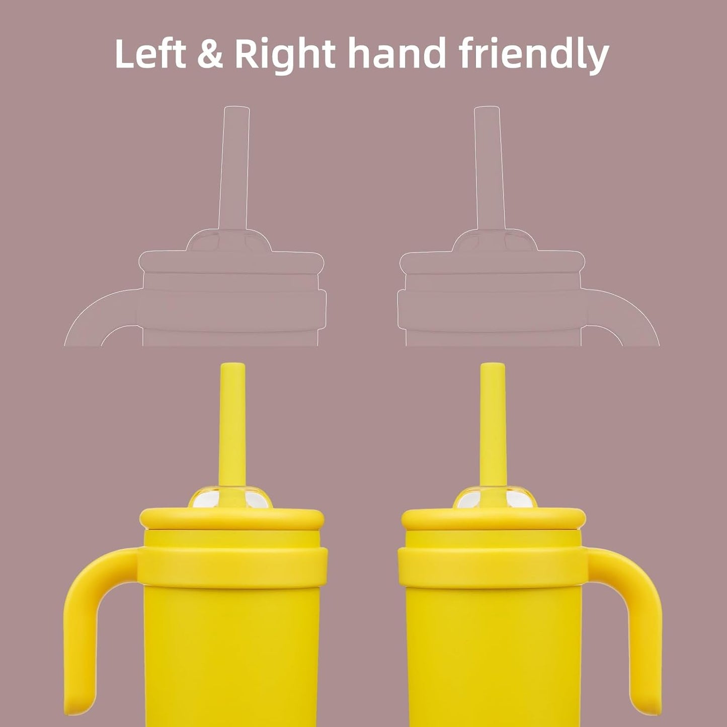 18 oz Tumbler with Side Handle, Insulated Water Bottle with Straw and 2 in 1 Lid, Stainless Steel Cup Travel Coffee Mug for Sports Office Gym,Yellow