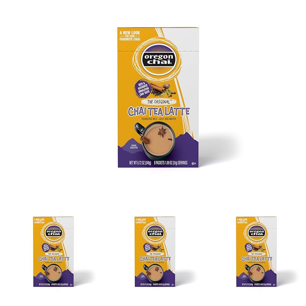 Oregon Chai Original Dry Chai Latte Mix, 8 Count (Pack of 4)