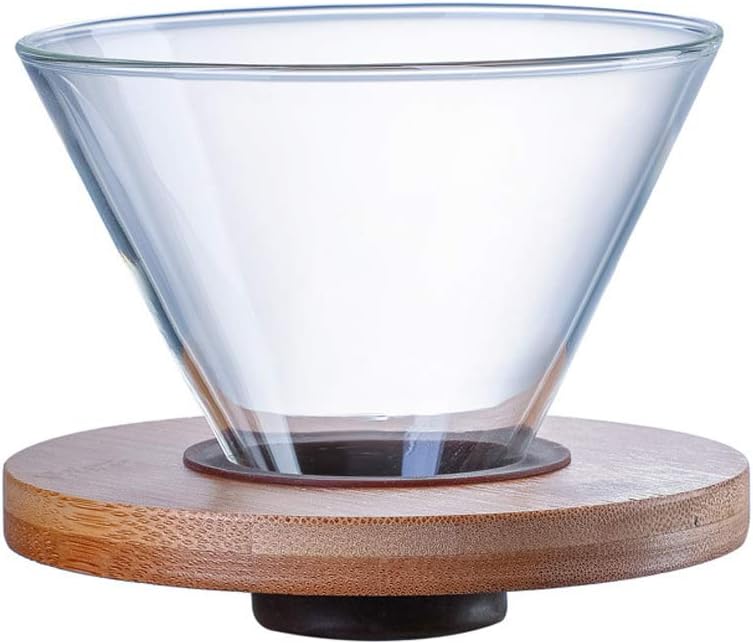 Transparent Glass Coffee Dripper Coffee Filter Holder Coffee Filter Cone with Wooden Pad Coffee Funnel