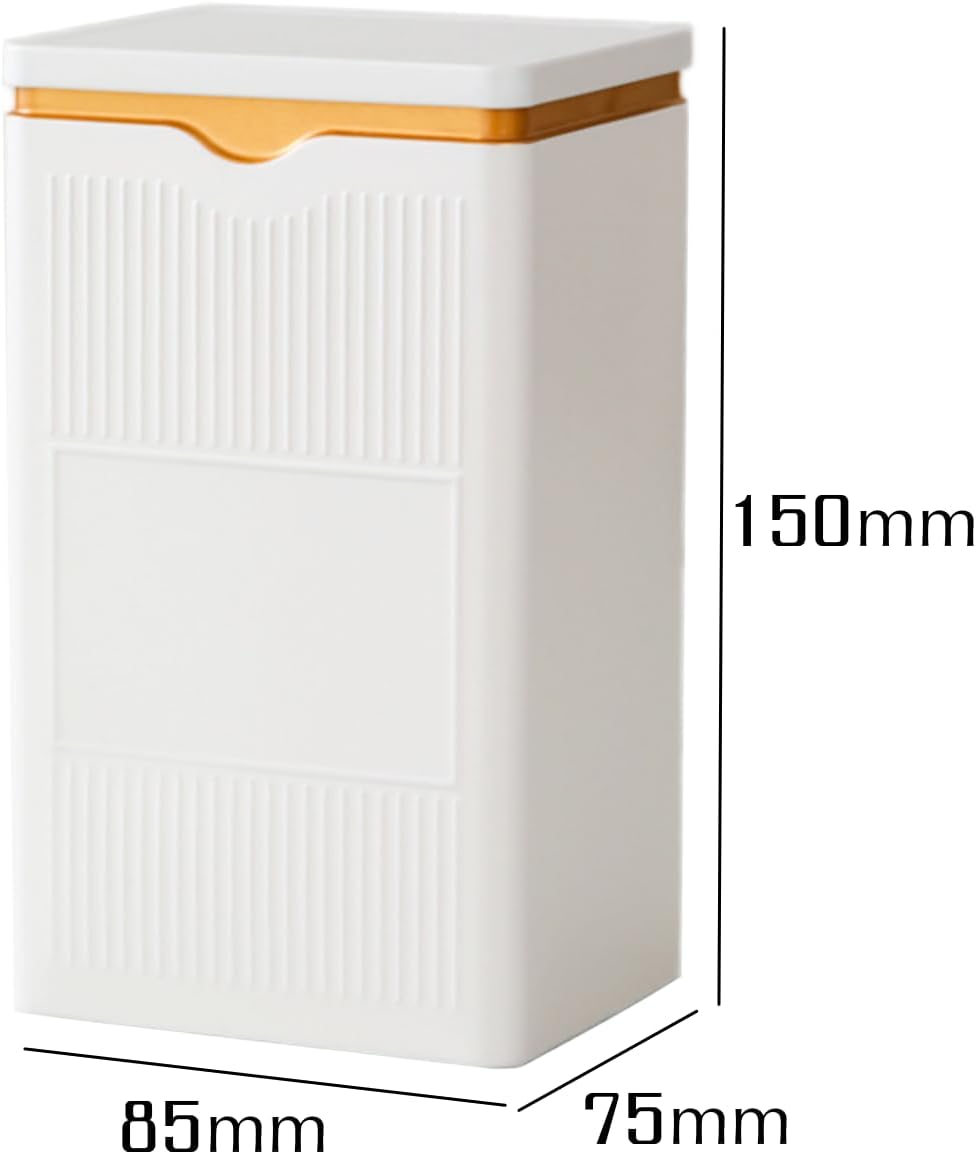 HAN SHENG Square Airtight Tea Tins - White, Food Storage Containers for Loose Tea, Coffee, Spices (5.9"x3.4"x2.8")