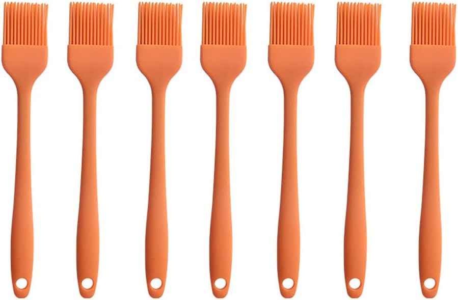 Silicone brush， BBQ/Pastry Basting Brushes,Silicone Cooking Grill Barbecue Baking Pastry Oil/Honey/Sauce Brush (7 PCS,orange)