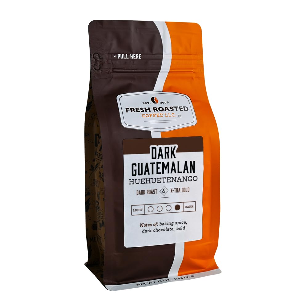 Fresh Roasted Coffee, Dark Guatemala Huehuetenango | 12 oz | Single Origin | Dark Roast | Kosher | Ground