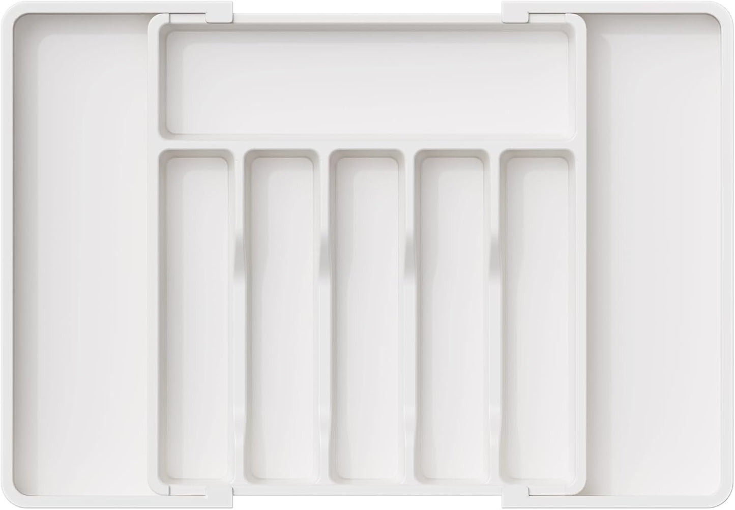 Lifewit Silverware Drawer Organizer, Expandable Utensil Tray for Kitchen, BPA Free Flatware and Cutlery Holder, Adjustable Plastic Storage for Spoons Forks Knives, Large, White