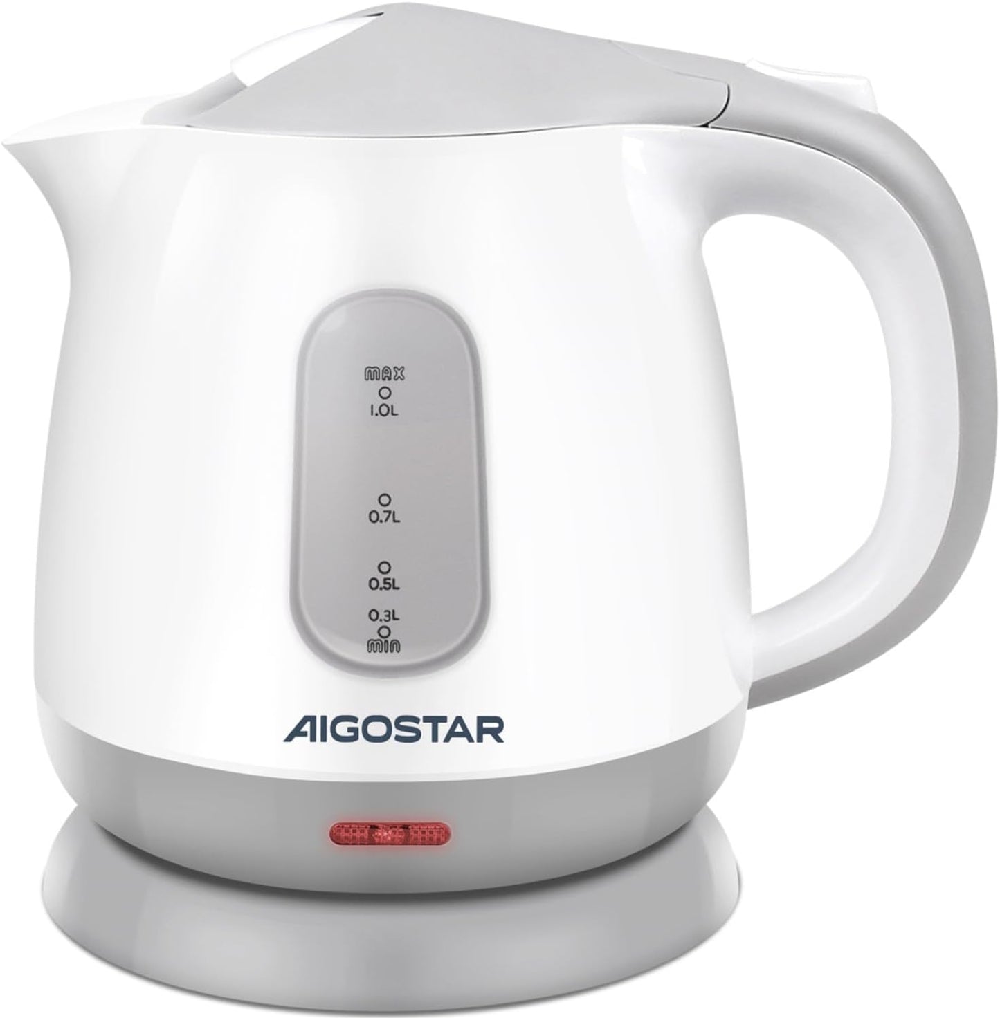 Aigostar Small Electric Kettle, 1L Portable Electric Tea Kettle 1100W with Automatic Shut-Off and Boil Dry Protection, Travel Hot Water Boiler Cordless for Making Coffee and Tea, BPA-Free, Grey