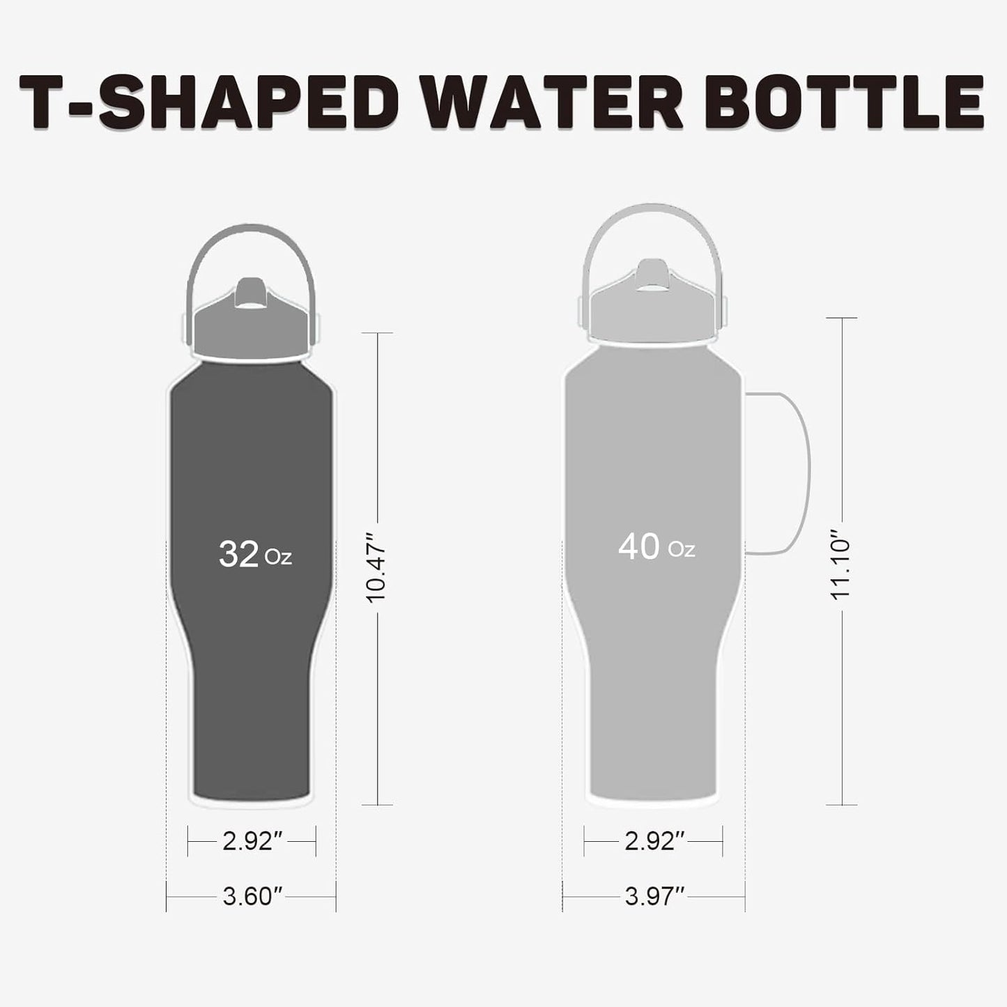 32oz Black Water Bottle Stainless Steel, Keep Cold 24H&Hot 12H, Water Bottle with Straw&Spout Lids, Insulated Water Bottle Double Wall Vacuum, Fit in Any Car Cup Holder, Leak-proof BPA Free