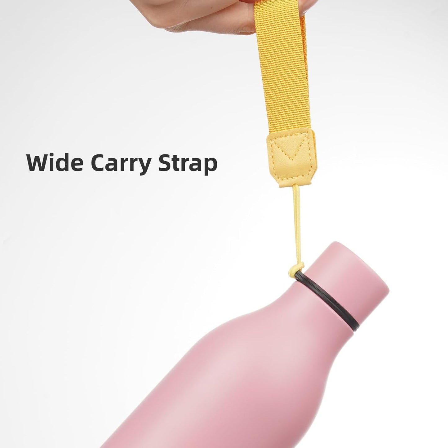 Insulated Water Bottle with Strap,25 oz Double Wall Stainless Steel Vacuum Bottles Metal Water Flask,Light Pink