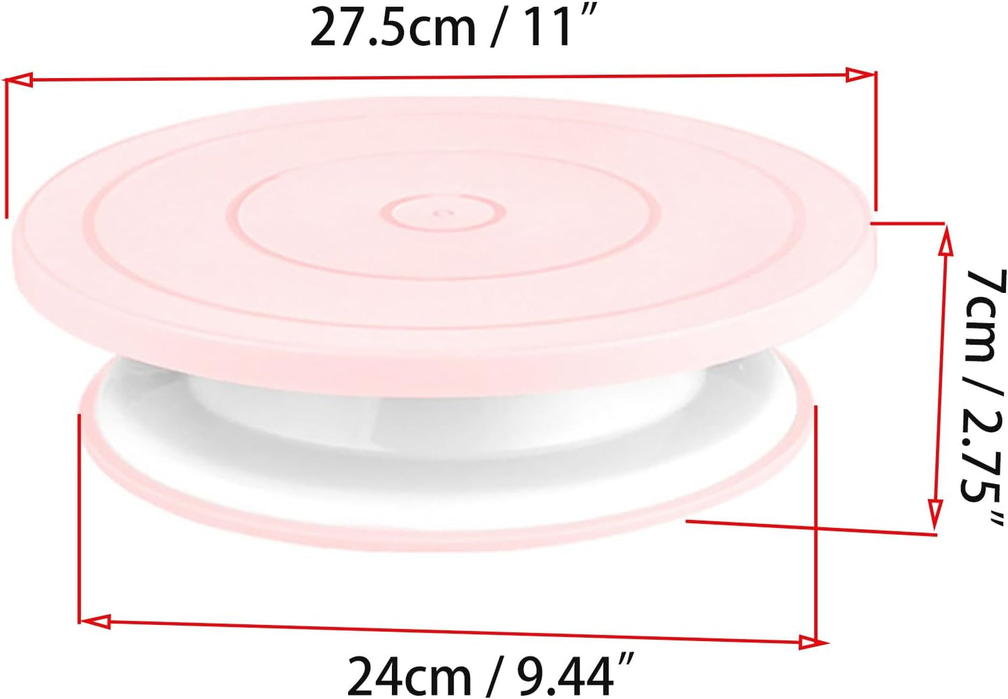 Cake Decorating Turntable 11 Inch Cake Turntable Anti-Slip Rotating Cake Stand for Decorating(1pcs Pink)