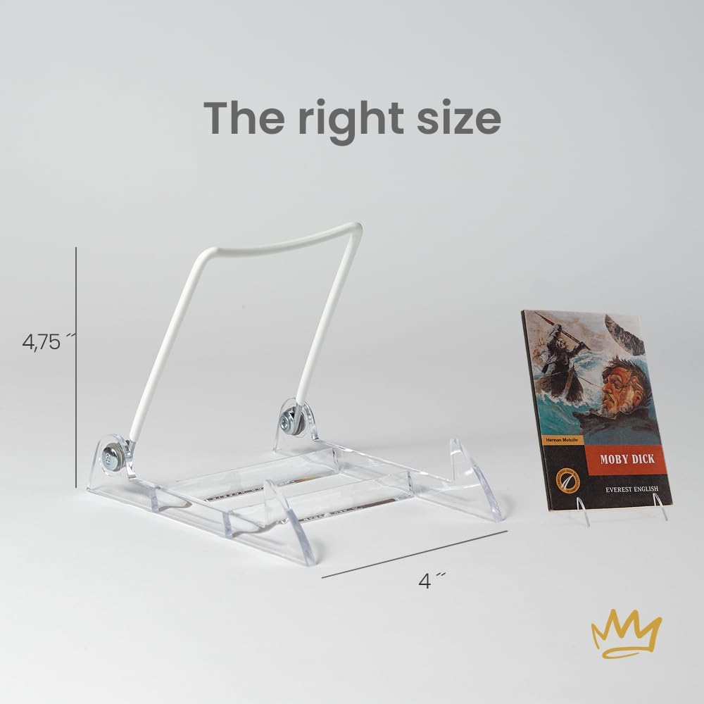 KINGDOM SOLUTIONS MADE IN USA 12-Pack Adjustable Acrylic Easels - Plate Stand - Sturdy Book Stand for Art, Pictures, Plates, Frames - Unique on the Market