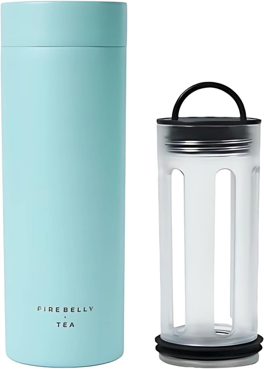 Firebelly Tea, Travel Tea Infuser Mug with Strainer, Insulated Tumbler for Loose Leaf Tea or Coffee, Leakproof Bottle for Hot or Iced Drinks, Stainless Steel Thermos with Lid, Mer