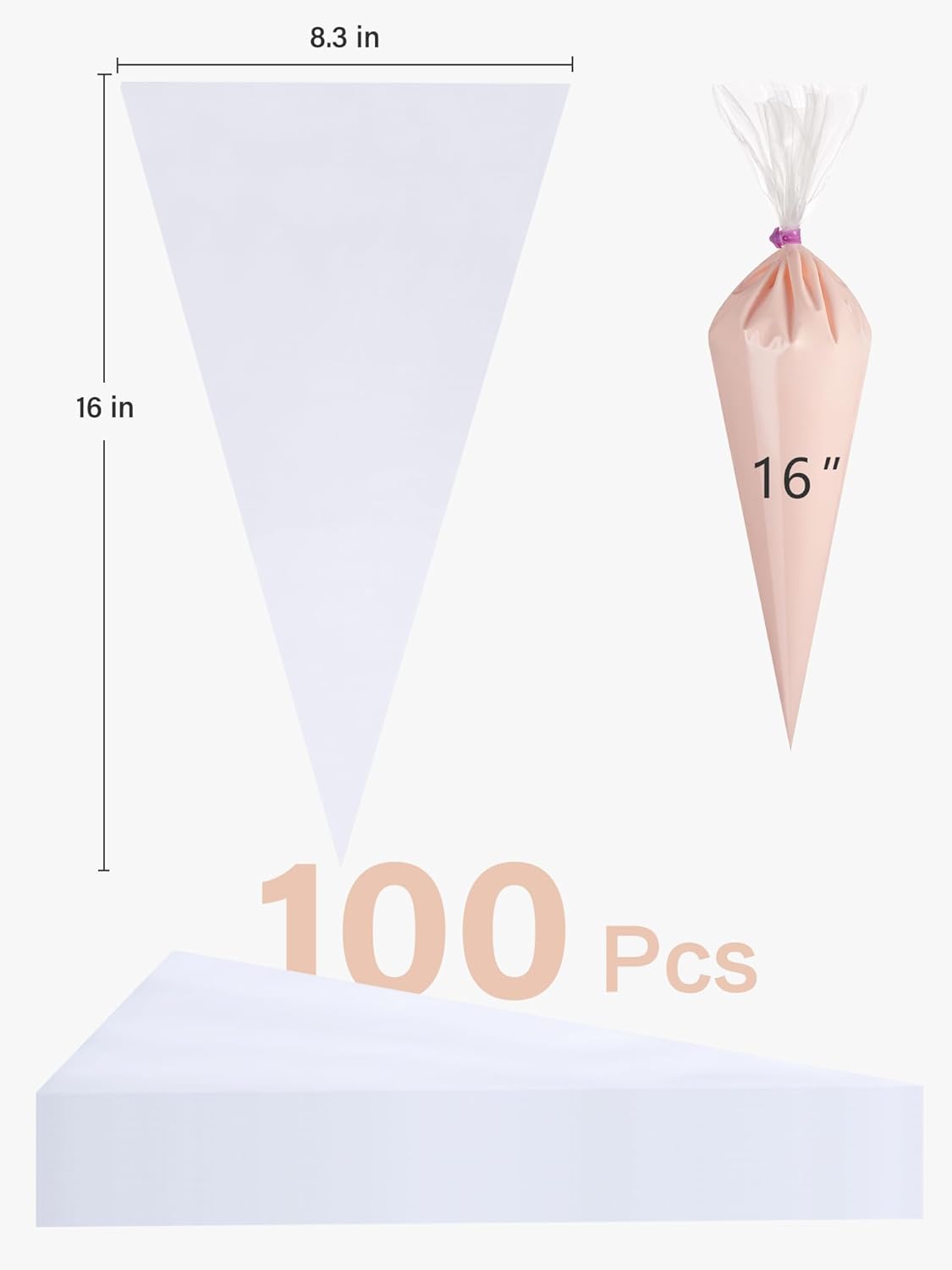 Kootek Piping Bags, Disposable Pastry Bags 16 Inch, 100 Pcs Anti Burst Large Icing Piping Bags for Cookie Frosting Cake Decorating Baking Supplies