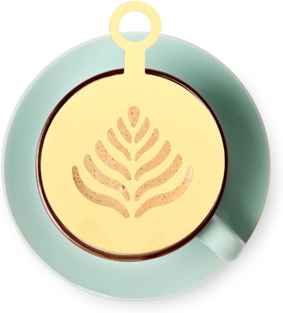 4Pcs Stainless Steel Coffee Stencils for Latte Art Easy to Clean Cappuccino Templates Milk Spray Tools for Home Decorating