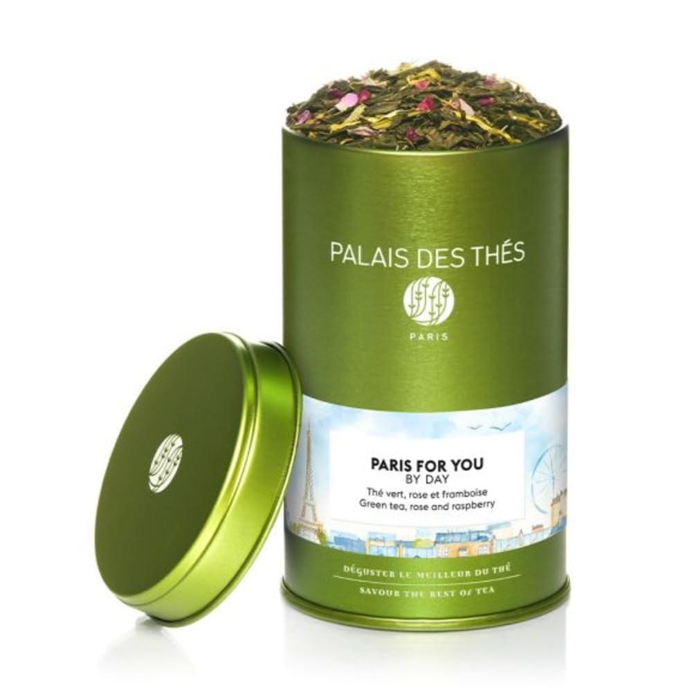 Palais des Thés - Paris For You By Day - Green Tea, Rose & Raspberry - 3.5oz Loose Leaf Metal Gift Tin, Serves 20-25 Cups
