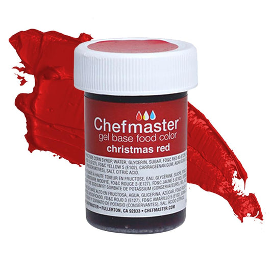 Chefmaster Christmas Red Gel Food Coloring | Vibrant Color | Professional-Grade Dye for Icing, Frosting, Fondant | Baking & Decorating | Fade-Resistant | Easy-to-Use | Made in USA | 1 oz