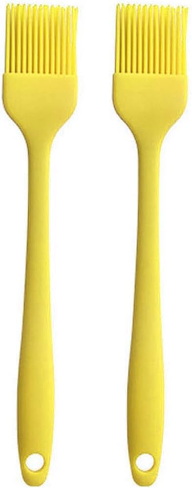 Silicone brush, Oil Brush for BBQ Kitchen Cooking Baking and Grilling (2 PCS,yellow)