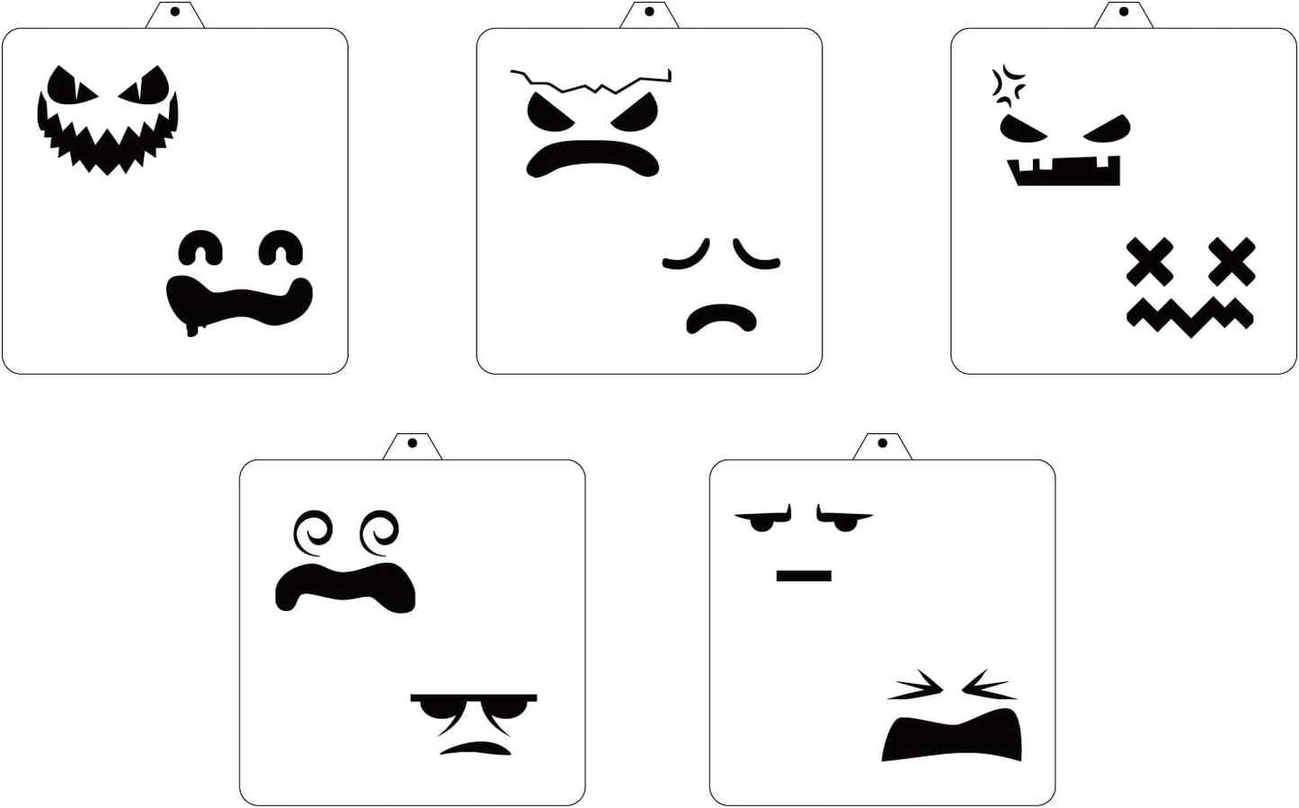 Halloween Ghost Faces Cookie Cutter and Stencil Set Bundle Kit PYO Cookies Paint Your Own Diy Bakery Fondant Sugar Happy Birthday Wedding Baby Candle Kids Painting Coloring Pages Comb (Ghost Faces)