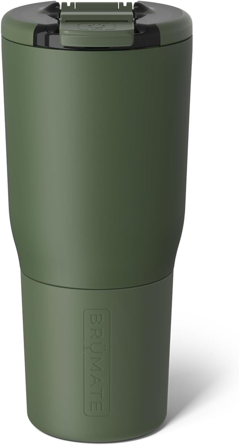BrüMate Nav 25oz 100% Leak Proof Insulated Travel Tumbler with Magnetic BevLock™ Lid - Double Wall Cup-Holder Friendly Stainless Steel Mug (OD Green)