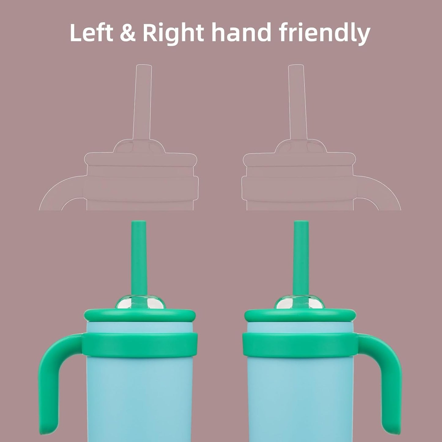 14 oz Tumbler with Side Handle, Insulated Water Bottle with Straw and 2 in 1 Lid, Stainless Steel Cup Travel Coffee Mug for Sports Office Gym,Ice Blue