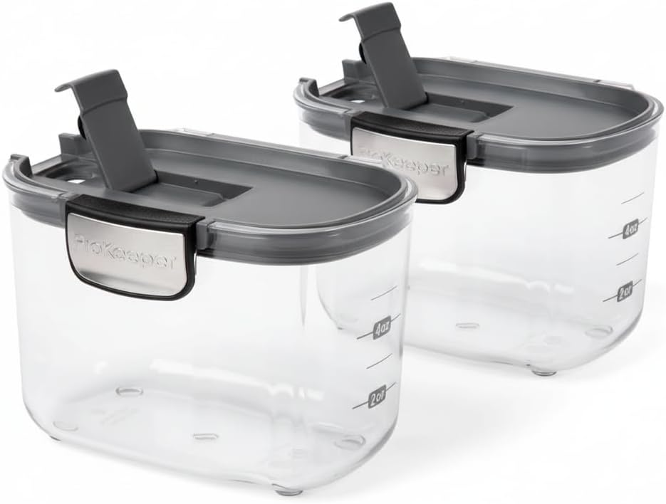 Progressive International ProKeeper+ Clear Plastic Airtight Food Baker's Kitchen Storage Organization Container Canister Set with Magnetic Accessories, 2- Piece Set (Specialty Sugar 1.5-Quart)