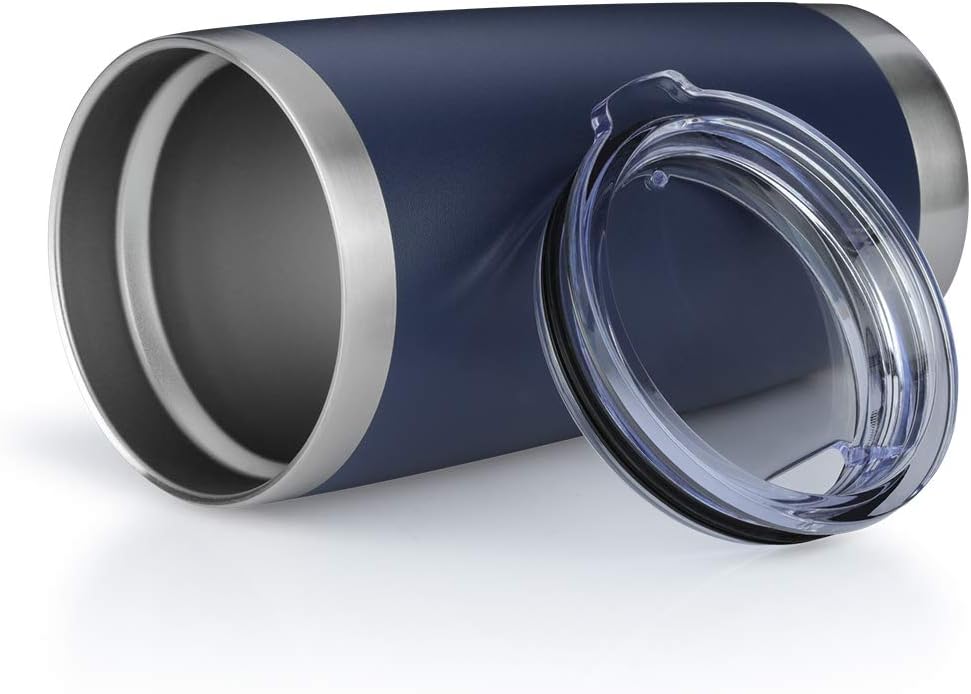 20oz Tumbler Bulk Stainless Steel Vacuum Insulated Tumblers with Lid Double Wall Travel Mug Durable Powder Coated Coffee Cup, Suitable for Ice Drinks and Hot Beverage (Navy 12pack)