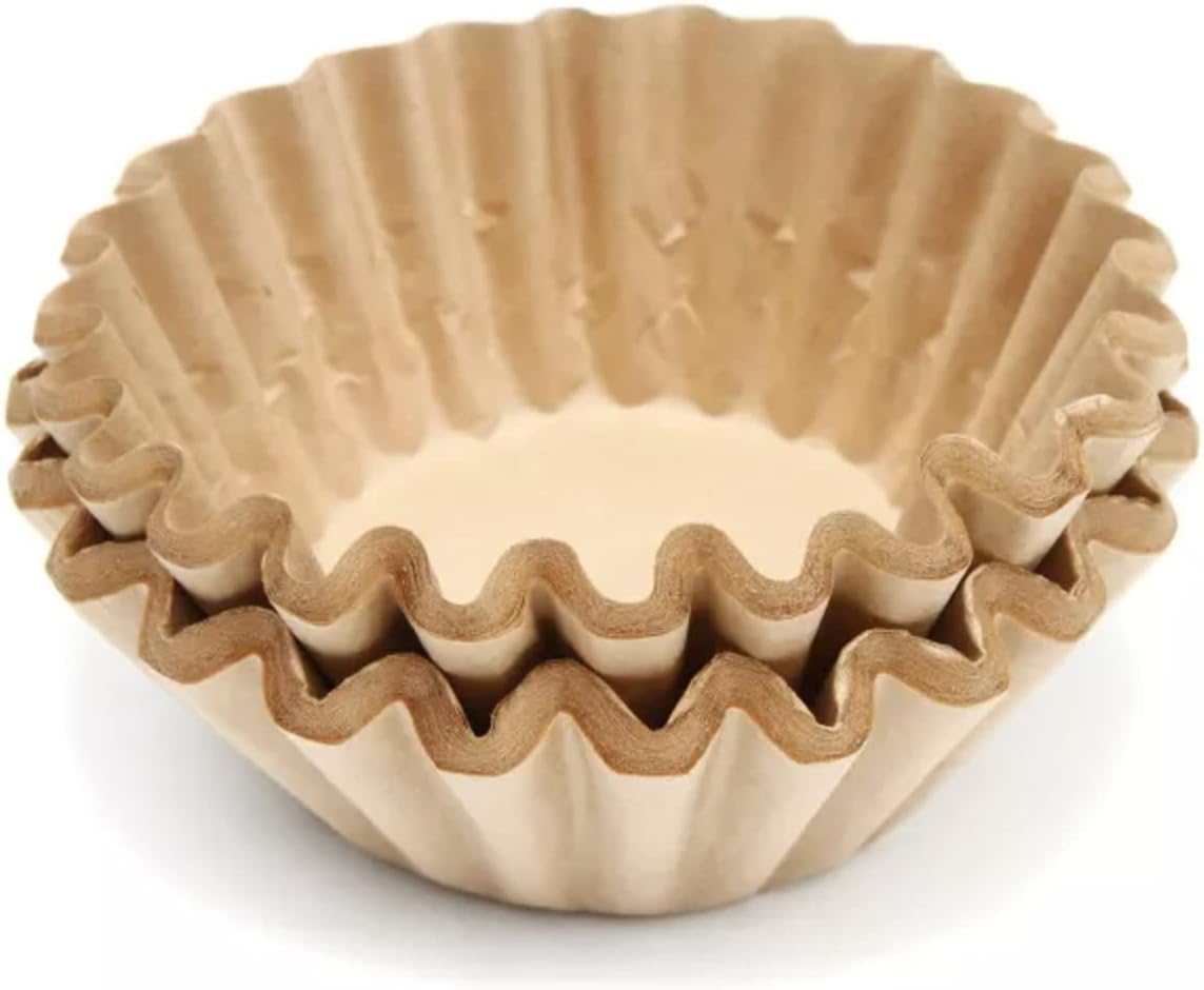 Natural Unbleached Brown Biodegradable Extra Large Coffee Filters 10, 12, 13, 14, 15 Cup Basket for Commercial, Home Coffee Maker Extra High Extra Wide, Anti ground, 9.75" Flattened Diameter (100 Pcs)