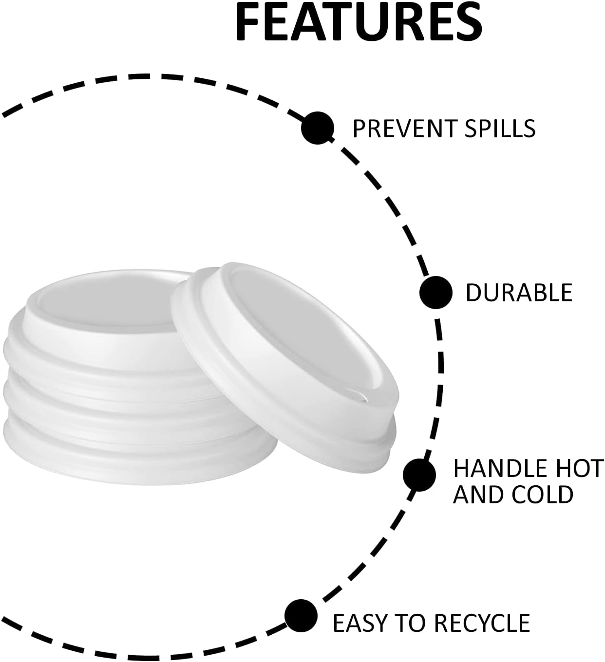 Smygoods Coffee Cup Lids, Dome Lid for 10/24 Ounce cups, Paper cups, White, 50 Count [No Cups Included]