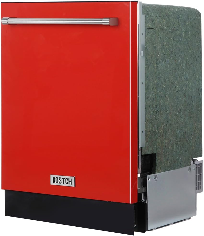 Large Capacity 24 inch Top Control Built-In Dishwasher with Third Rack – ENERGY STAR Certified, 47-dBA Ultra-Quiet, Stainless Steel (Red)