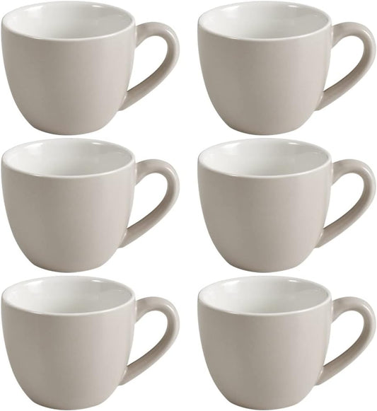 homEdge Mini Procelain Espresso Cup, 3 Ounces / 90 ml Tiny Coffee Mugs Demitasse for Espresso, Tea- Set of 6, Light Gray