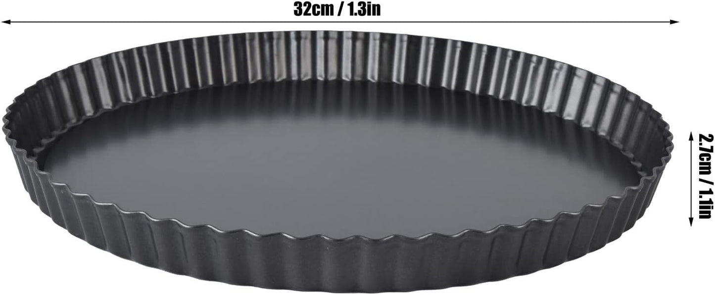 Fluted Tart Pan with Removable Bottom, Carbon Steel Round Tart Pan, Deep Baking Dish Pie Plate for Cakes Pies ([Thickened] 13-inch live bottom pie plate)