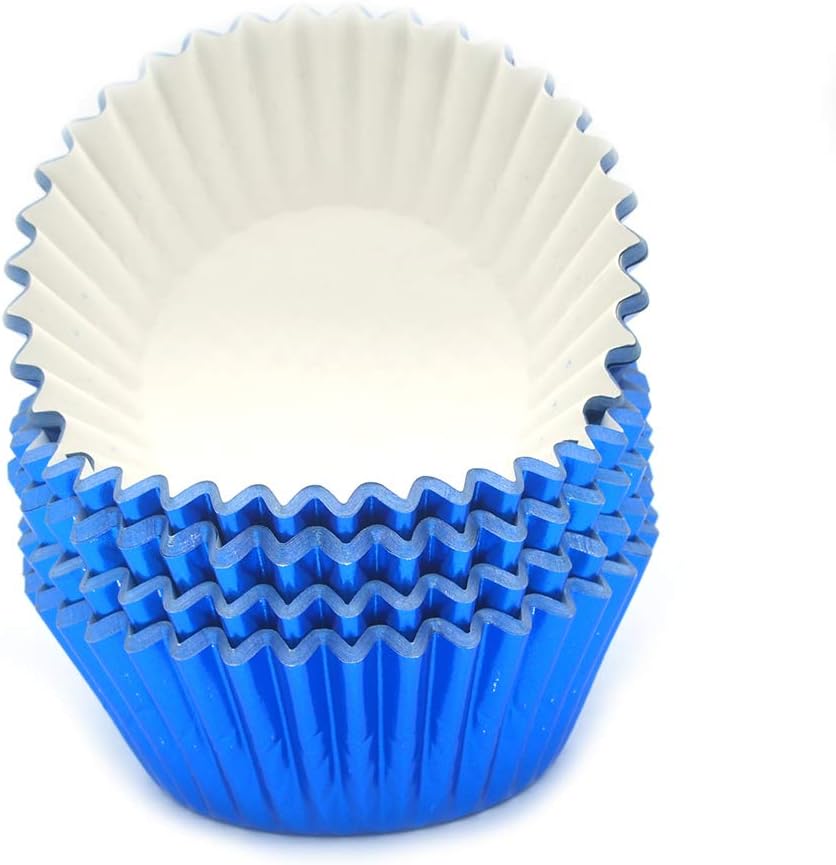 Standard Blue Foil Cupcake Liners Muffin Baking Cups for Party and More, 100-Count