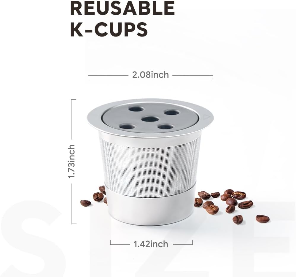 Stainless Steel Reusable K Cups for K eurig Supreme & Supreme Plus, Reusable K Cups Five Hole Universal K-eurig Refillable Coffee Pod Filter (2 Pack)