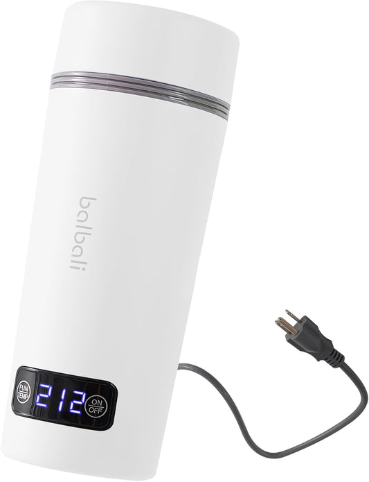 balbali Dual Voltage Travel Kettle 100-250V - 12oz Portable Water Boiler/Warmer/Heater for Boiling Water - 4 Preset Temperature Control Portable Tea Kettle Electric Travel - White