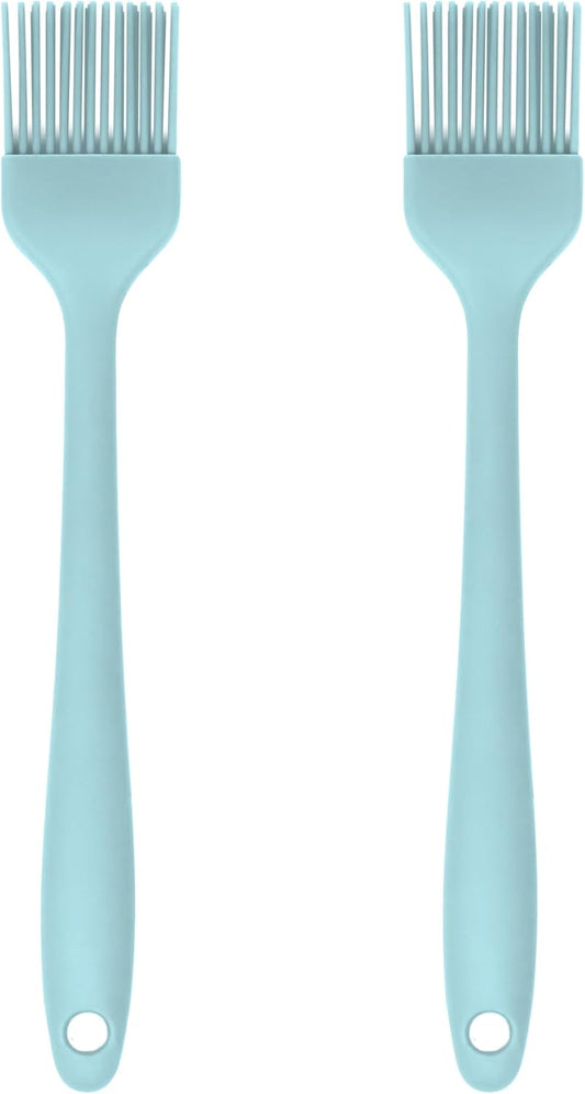 Silicone Pastry Brush Set – 2-Piece Set of Basting Brushes for Cuisine and BBQ – Kitchen Tools and Accessories with Comfortable Handles, Heat-Resistant Utensils for Cooking & Baking – Pastel Blue